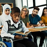 Black boy completing an assessment 